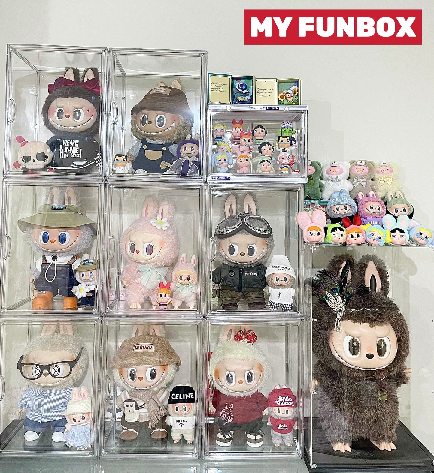 Transparent Labubu 400% Display Box Container - 40cm Height Version