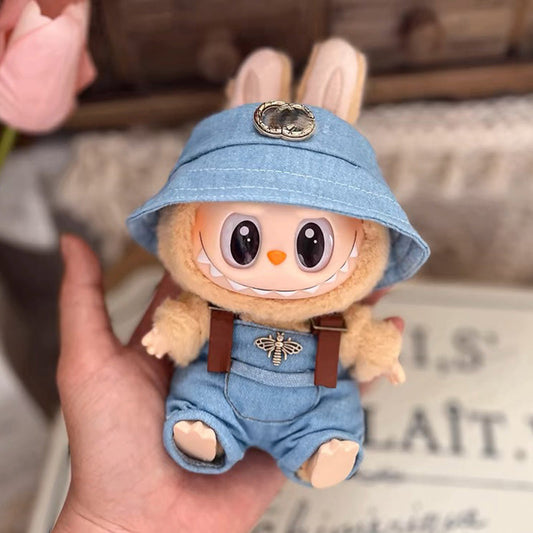 POP MART The Monsters Labubu Fashion Outfit - Gucci Style Denim overalls + Denim hat