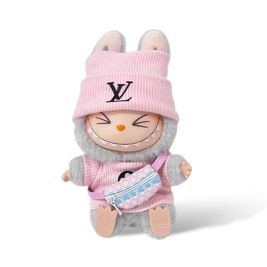 POP MART The Monsters Labubu Fashion Outfit - LV Style Pink Top + Pink hat + Pink Bag