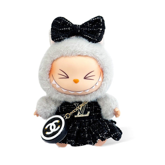 POP MART The Monsters Labubu Fashion Outfit - LV Style Skirt + Bow + Chanel style bag