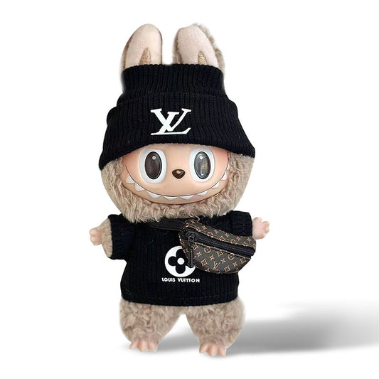 POP MART The Monsters Labubu Fashion Outfit - L Style Black Top + Black hat + Bag (Pre-order 1-2 weeks arrive)
