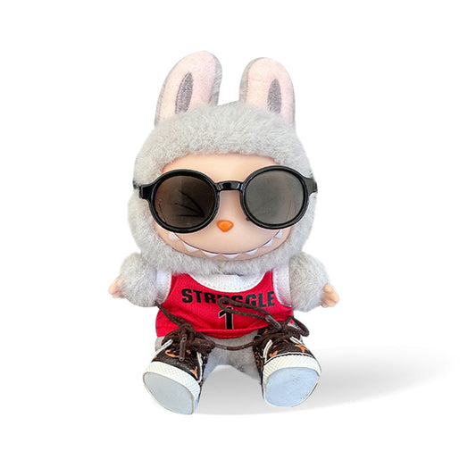 POP MART The Monsters Labubu Fashion Outfit - Red Jersey + Sunglasses + LV Style Shoes