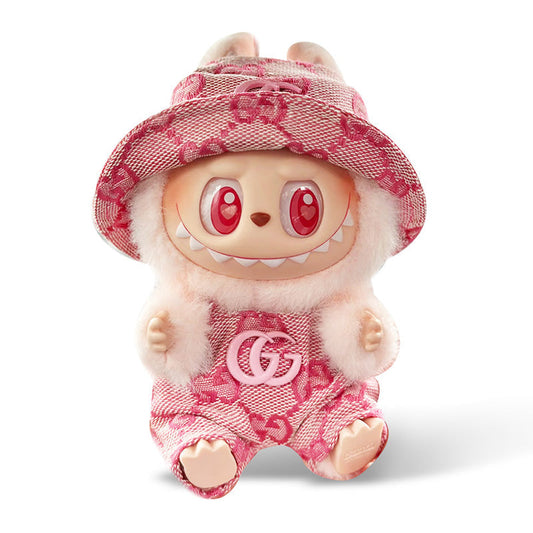 POP MART The Monsters Labubu Fashion Outfit - Gucci Style Pink overalls + Pink hat