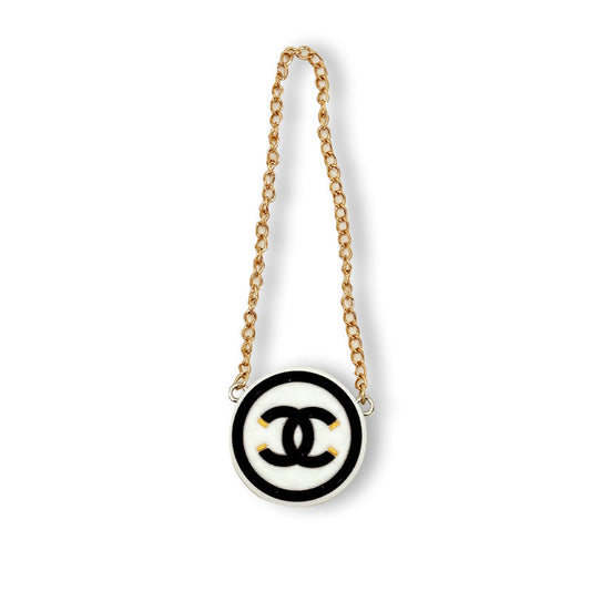POP MART The Monsters Labubu Fashion Outfit - Labubu White Chanel Style Round Bag