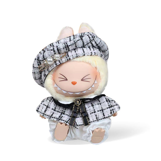 POP MART The Monsters Labubu Fashion Outfit - Black and white beret + Cape