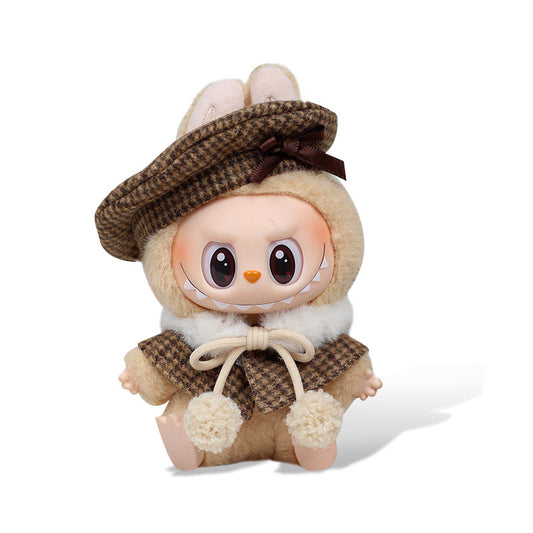 POP MART The Monsters Labubu Fashion Outfit - Brown Beret & Cape Set