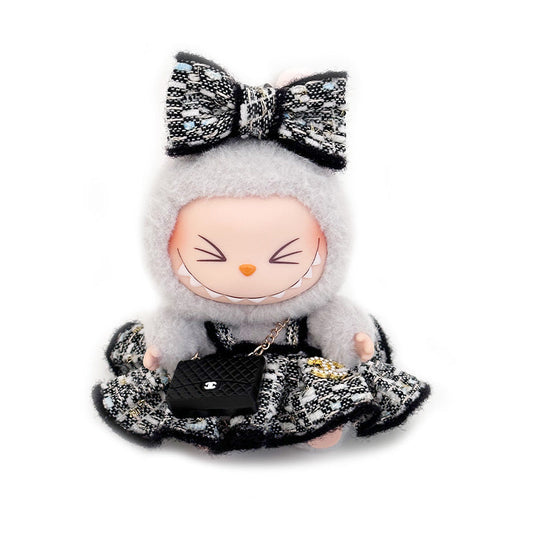 POP MART The Monsters Labubu Fashion Outfit - Chanel Style Skirt+ Bow + Chanel Style Bag