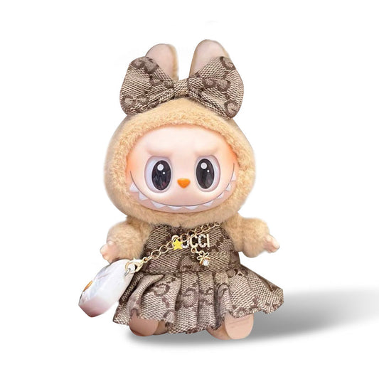 POP MART The Monsters Labubu Fashion Outfit - Gucci Style Skirt+ Bow + Gucci Style Bag