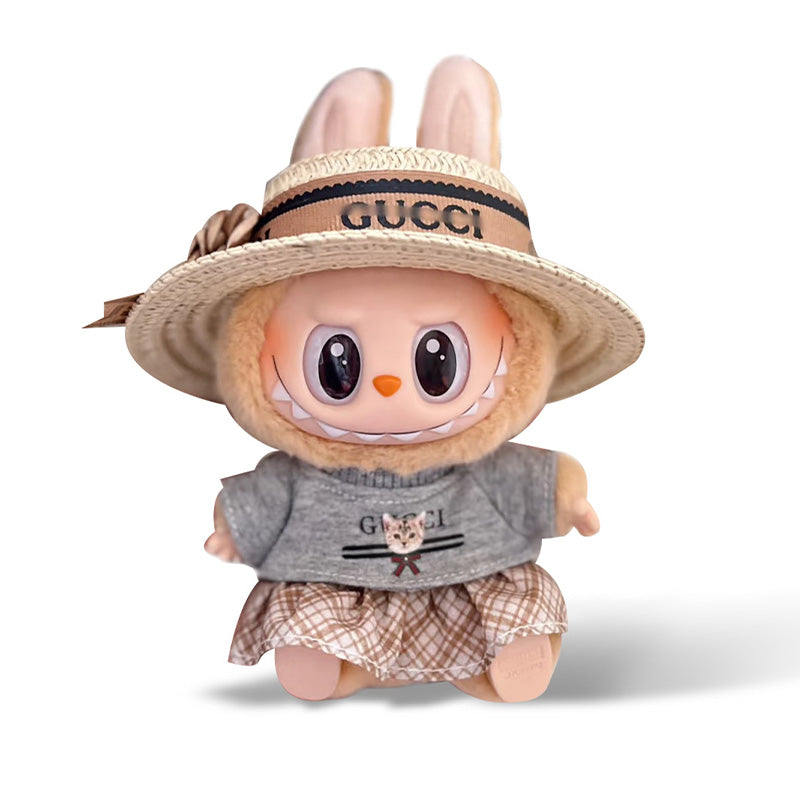 POP MART The Monsters Labubu Fashion Outfit - Cat Top+ Skirt + Straw Hat