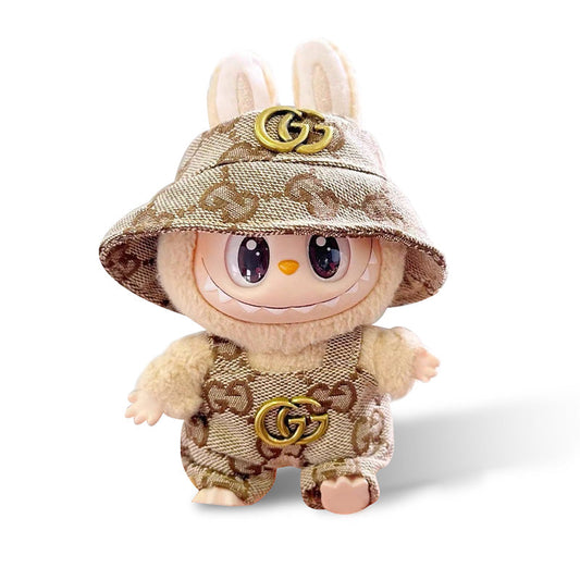 POP MART The Monsters Labubu Fashion Outfit - Gucci Style overalls + hat (Pre-order 1-2 weeks arrive)