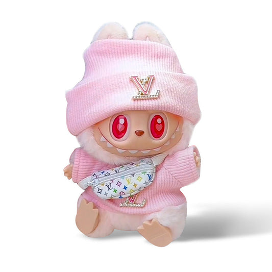 POP MART The Monsters Labubu Fashion Outfit - L Style Pink Top+ Hat +Bag