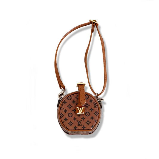 POP MART The Monsters Labubu Fashion Outfit - Labubu LV Style Leather Round Bag